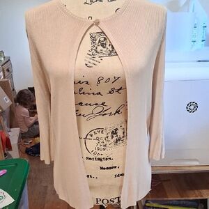 Authentic CHANEL Cream Open Front Cardigan Size 38